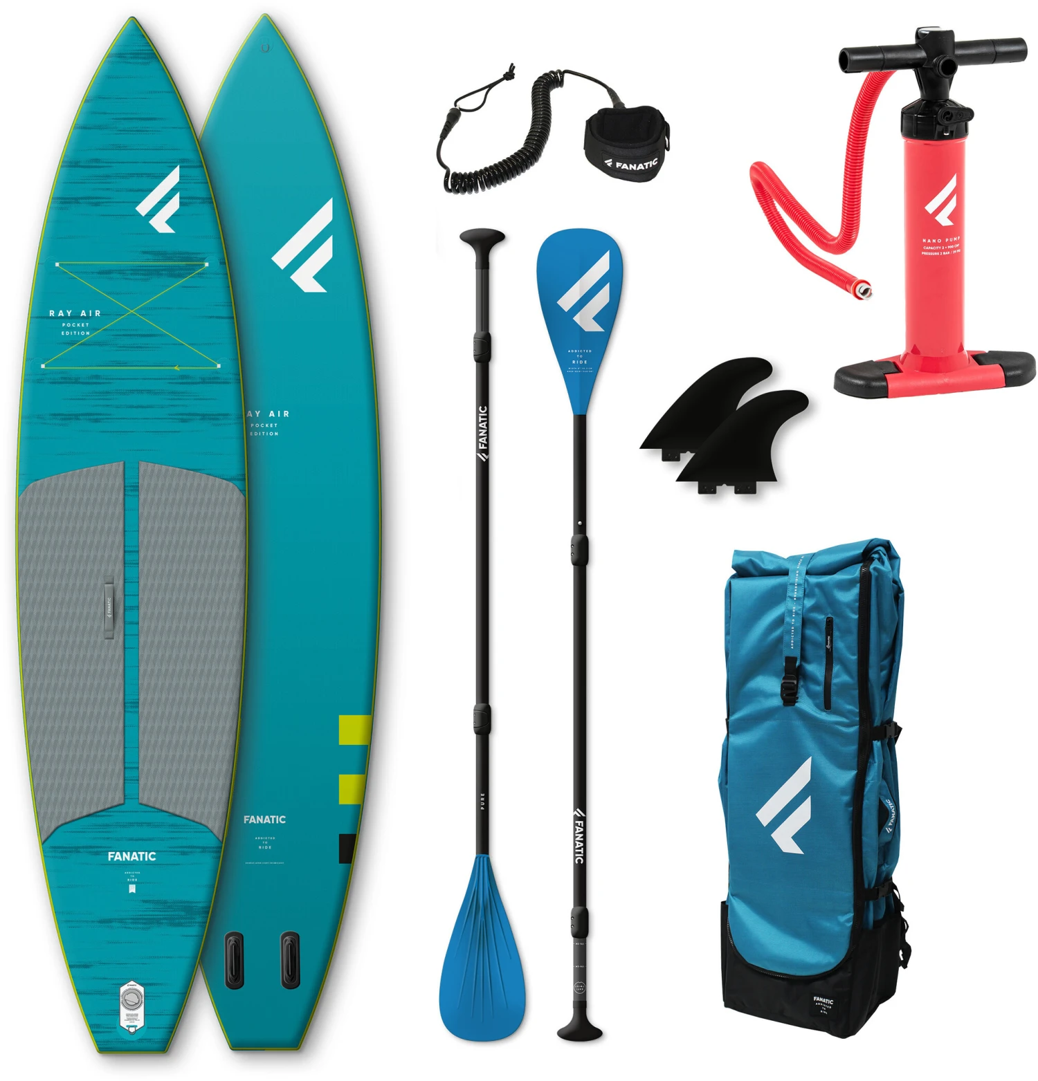 Fanatic Ray Air Pocket/Pure SUP Package 11'6"x31" Inflatable SUP With Paddle And Pump 1 Fanatic Ray Air Pocket/Pure SUP Package 11'6"x31" Inflatable SUP With Paddle And Pump