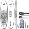 Indiana SUP 10'6 Allround Pack Premium 3-delige Carbon Peddel/hogedrukpomp/reparatieset, Wit/grijs