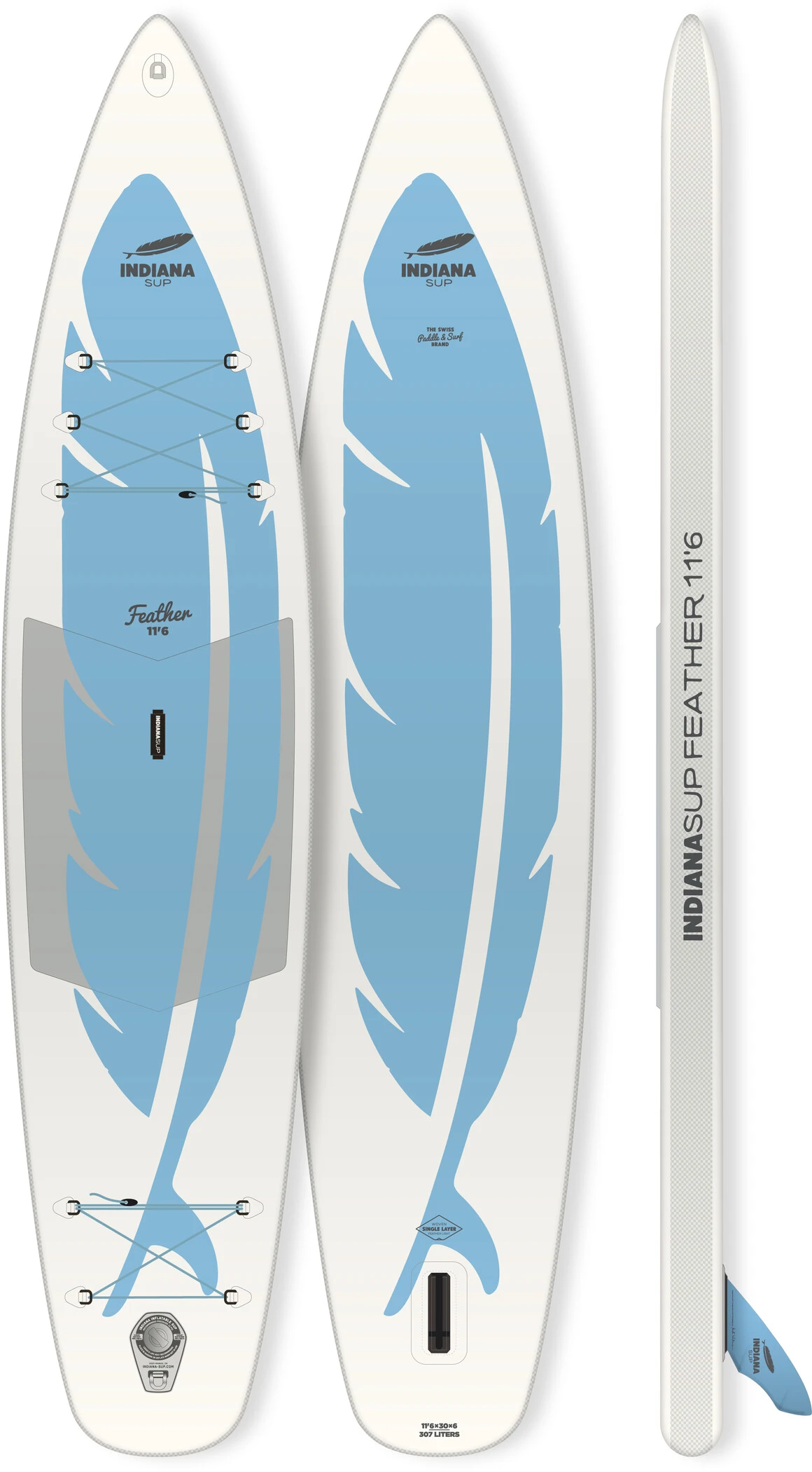 Indiana SUP 11'6 Feather Opblaasbaar SUP Board, Wit/blauw 1 Indiana SUP 11'6 Feather Opblaasbaar SUP Board, Wit/blauw
