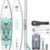 Indiana SUP 11'6 Touring Lite Pack Premium 3-delige Carbon Peddel/pomp/reparatieset, Wit/turquoise