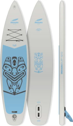 Indiana SUP 12'0 Family Pack Met 3-delige Glasvezel/Composiet Peddel, Grijs/blauw