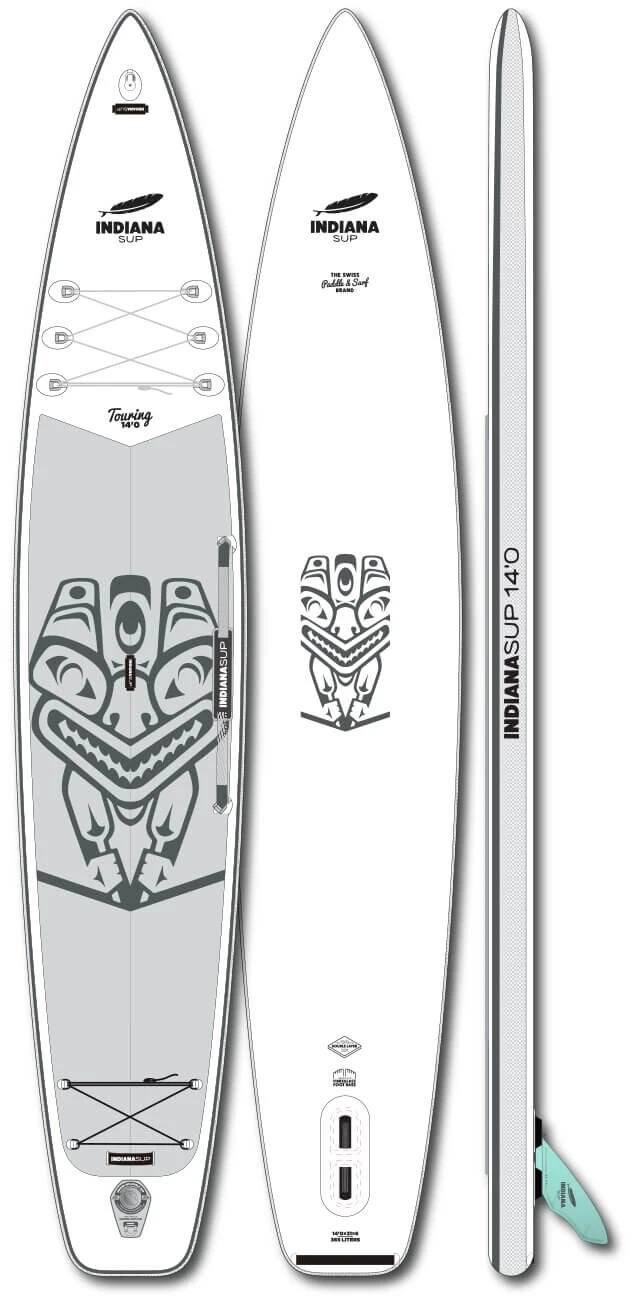 Indiana SUP 14'0 Touring Opblaasbaar SUP Board, Wit/grijs 1 Indiana SUP 14'0 Touring Opblaasbaar SUP Board, Wit/grijs