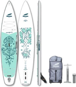 Indiana SUP 10'6 Allround Wood Opblaasbaar Bord, Wit/turquoise