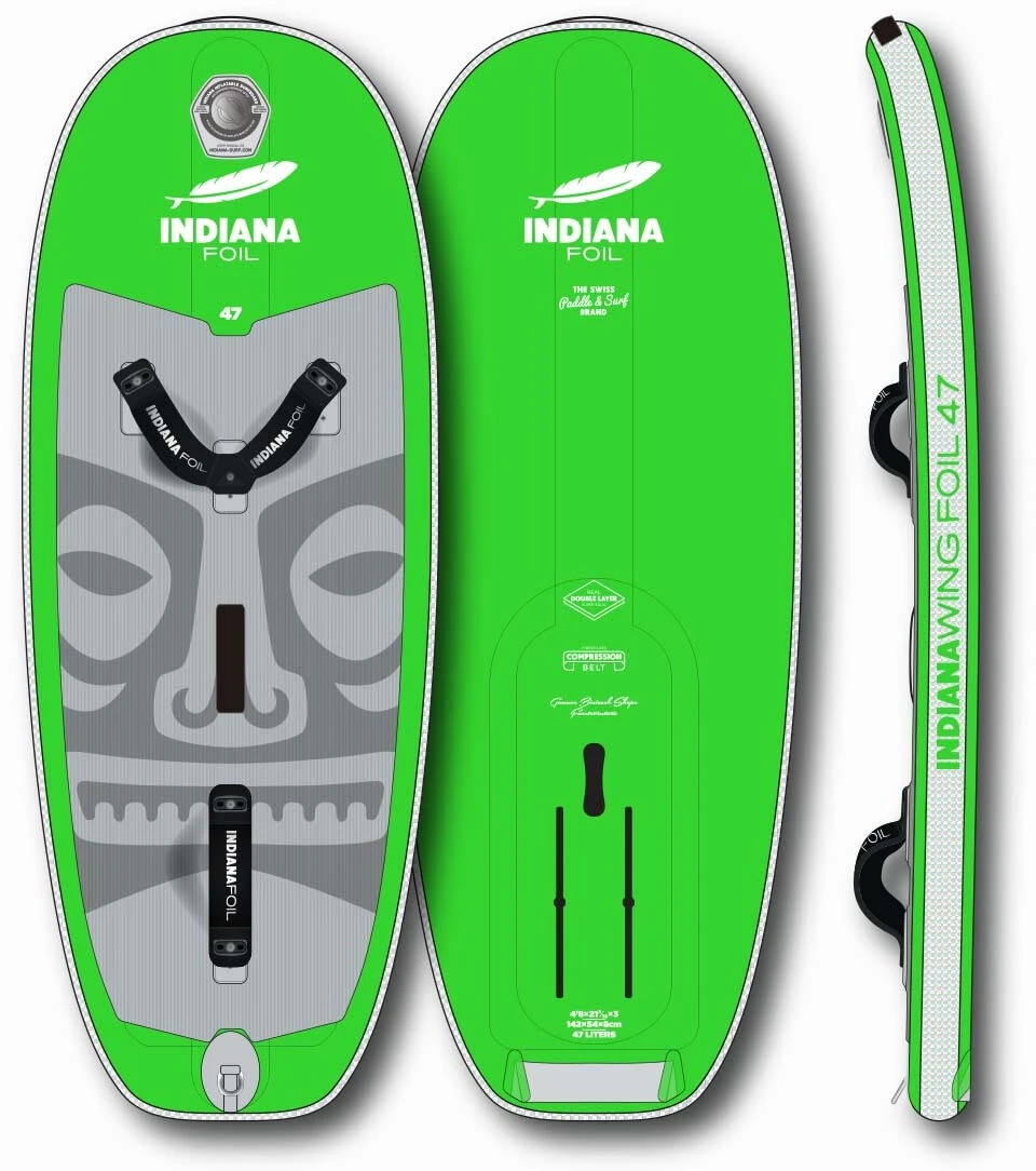 Indiana SUP Wing Foil 47L Opblaasbare SUP, Groen/grijs 1 Indiana SUP Wing Foil 47L Opblaasbare SUP, Groen/grijs