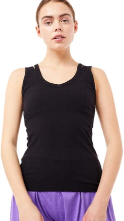 MANDALA Form Fitted Top GOTS Women, Zwart