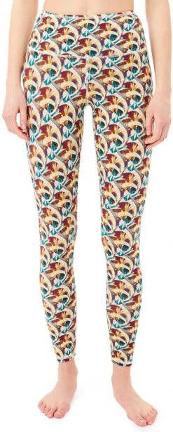 MANDALA Printed Tencel Legging Dames, Beige/blauw