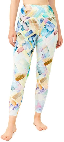 MANDALA Printed Tencel Legging Dames, Blauw/bont