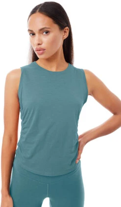 MANDALA Side Ruffled Top Dames, Petrol