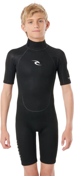 Rip Curl Freelite Entry Korte Mouwen Pak Met Rits 2 Mm Jongens, Zwart