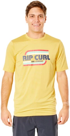Rip Curl Yeh Mumma UV-shirt Met Korte Mouwen Heren, Geel