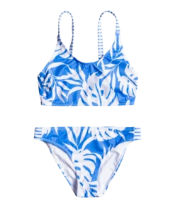 Roxy Flowers Addict Crop Top Bikini Set Meisjes, Blauw/wit