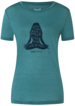 Super.natural Be Happy Tee Dames, Petrol